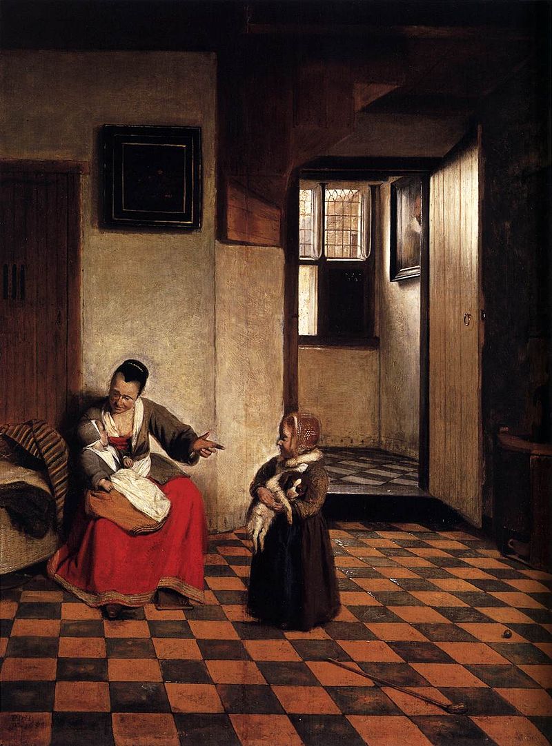 Pieter_de_Hooch_-_A_Woman_with_a_Baby_in_Her_Lap,_and_a_Small_Child_-_WGA11693